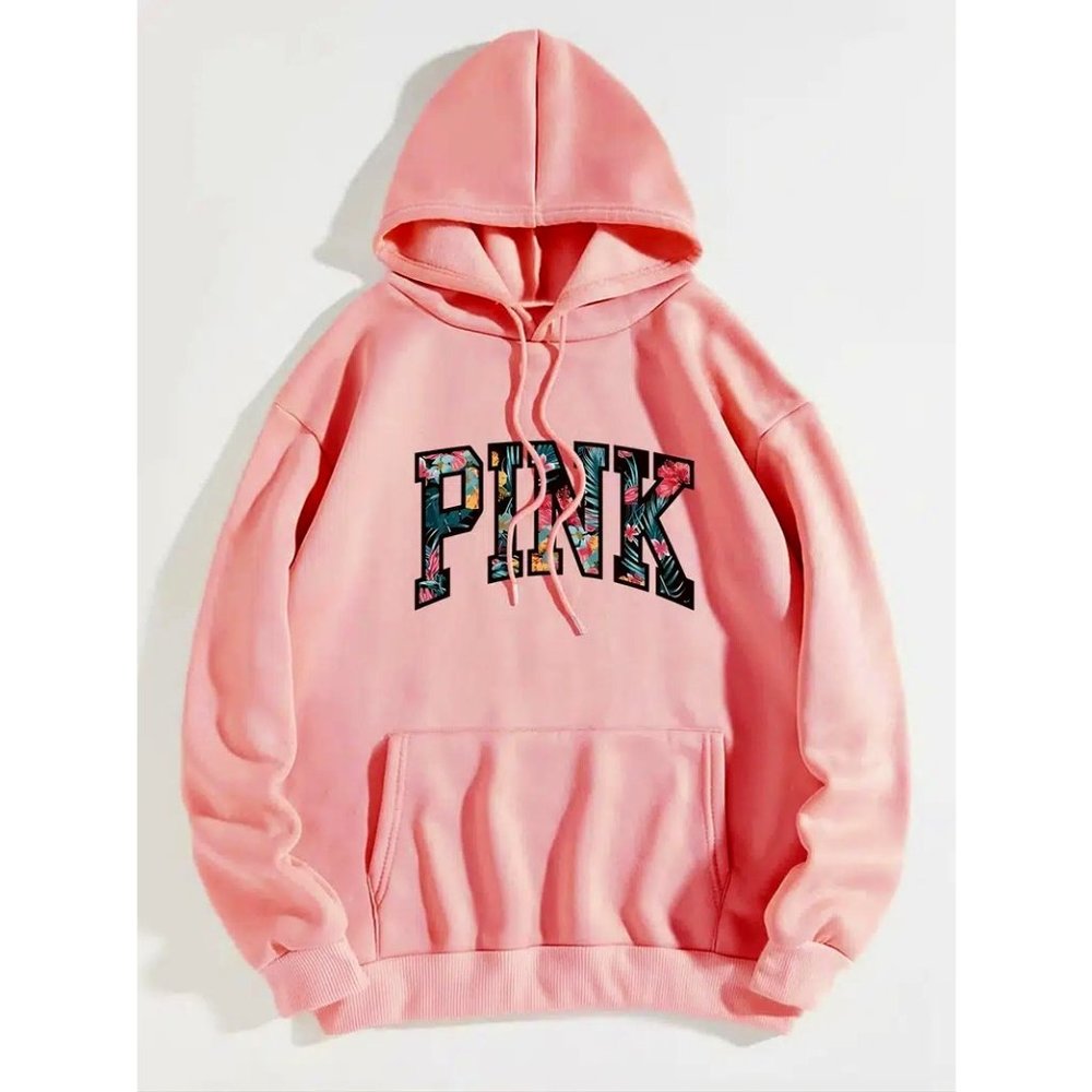 Women Kangaroo Pocket Drawstring Sweatshirt New